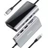 Kép 2/5 -  EOKEX USB-C 11 in 1 dokkoló USB-C Hub, Dual 4K HDMI, PD 2 USB-A 3.1, 1 USB-C 3.1, SD/Micro SD, Ethernet Gigabit, 1 VGA, 1 Audio 3.5mm - ezüst 100W  -MacBook Air, MacBook Pro, XPS, Windows