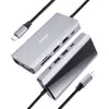 Kép 1/5 -  EOKEX USB-C 11 in 1 dokkoló USB-C Hub, Dual 4K HDMI, PD 2 USB-A 3.1, 1 USB-C 3.1, SD/Micro SD, Ethernet Gigabit, 1 VGA, 1 Audio 3.5mm - ezüst 100W  -MacBook Air, MacBook Pro, XPS, Windows