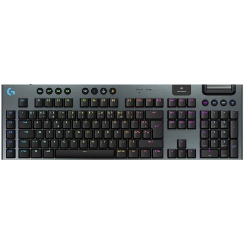 Logitech G915 X Lightspeed Lapos kialakítású vezeték nélküli gamer billentyűzet Tactile Német fekete (920-012671)