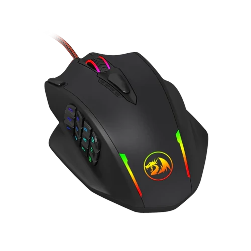 Redragon Impact M908 MMO RGB 12400 DPI Gaming vezetékes Egér Fekete