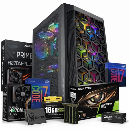EZCOMP Mars PC - ASUS PRIME H270M-PLUS, Intel Core i7 7700, 16GB DDR4, 700W 80+, 240GB SSD, GeForce GTX 1650 Super 4GB