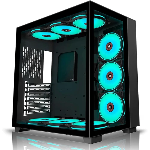 Kediers C590 RGB 9x Fans Tempered Glass Fekete Számítógépház