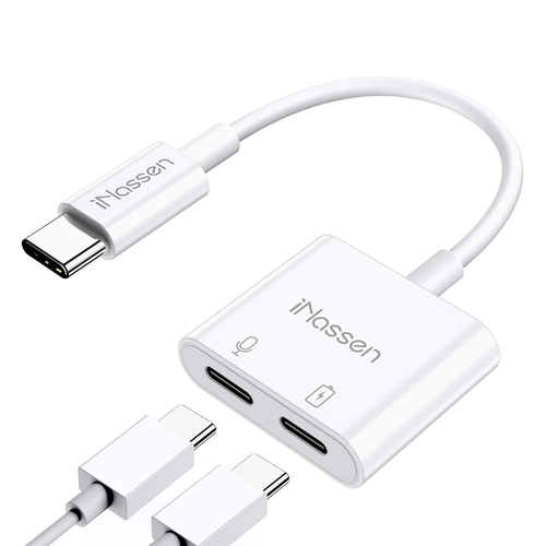 Dafanbe USB Type-C Adapter -2x Type-C audio adapter - Audio PD gyorstöltés kompatibilis a Samsung Note 10, LG, Google Pixel 3/3XL/2/2XL, iPod Pro, Xiaomi, Apple