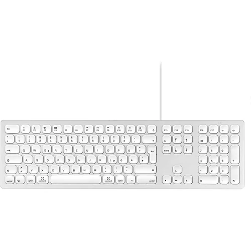 Perixx 11606 PERIBOARD-325 Alumínium vezetékes billentyűzet kompatibilis Mac, Apple OS X, Macbook Pro/Air, fehér háttérvilágítás, lapos gombok, 2 USB 2 hub
