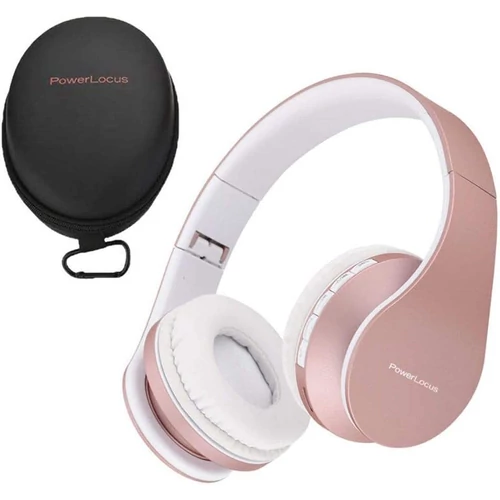 PowerLocus Bluetooth Vezeték nélküli Fejhallgató  - összecsukható,  beépített mikrofonnal, Micro SD/TF, FM iPhone/Samsung/iPad/PC, Rózsaszín 