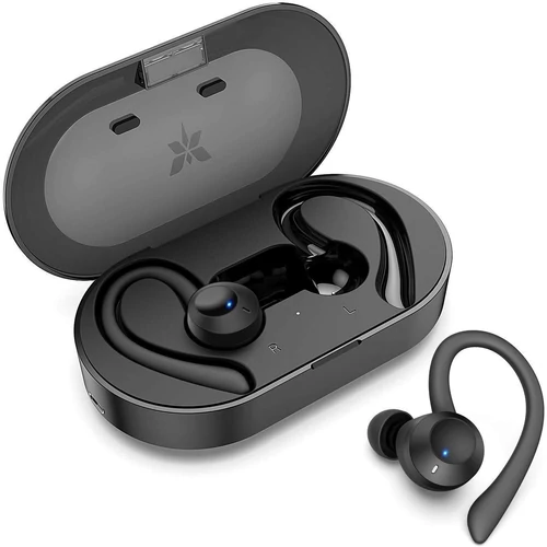 Axloie Bluetooth fejhallgató Sports 5.0 vezeték nélküli fülhallgató, mély basszus, fülbe helyezhető Mini TWS sztereó IPX7 vízálló 25 órás lejátszási idejű  töltőtokkal