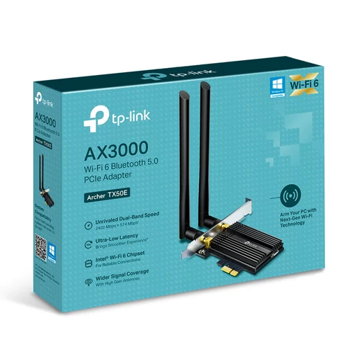 TP-LINK Archer TX50E AX3000 Hálózati kártya , Wi-Fi 6, Bluetooth 5.0, PCIe