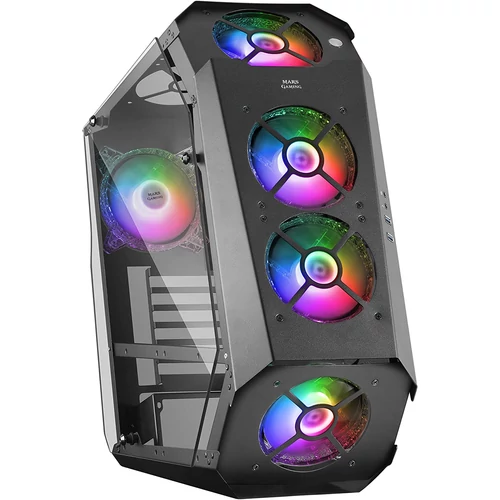 MARSGAMING MC51 RGB Tempered Glass  Fekete Számítógépház