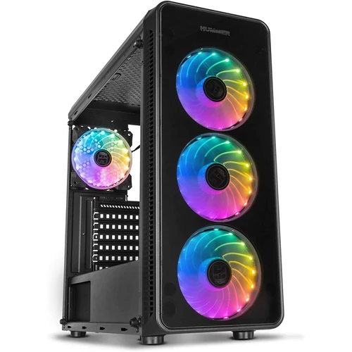 NOX Hummer TGM RGB Tempered Glass Midi-Tower (ATX, Micro-ATX, Mini-ITX) - Fekete